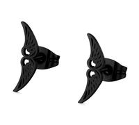 BlackAmazement 2er Set 316L Edelstahl Ohrstecker Ohrringe Engelsflügel Engel Flügel Angel Wings silber rose gold schwarz Damen (Schwarz)