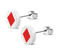 BlackAmazement 2er Set Acrylic Ohrstecker Karten Farbe Symbol Karo Herz Pik Kreuz Damen Herren (Karo)