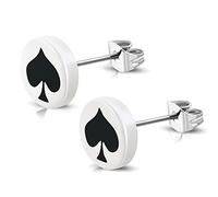 BlackAmazement 2er Set Acrylic Ohrstecker Karten Farbe Symbol Karo Herz Pik Kreuz Damen Herren (Pik)