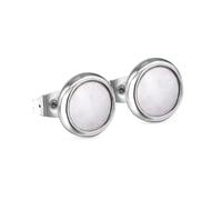 BlackAmazement 2er Set Ohrstecker Piercing 316L Edelstahl Rund Muschel Perlmutt Silber Rose Gold Damen (Silber)