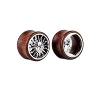 BlackAmazement 2er Set Paar Flesh Tunnel Plug Inlay Piercing Holz Wood Sonne Mond Herren Damen (14 mm - 1 Stück)
