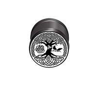 BlackAmazement 316L Edelstahl Fake Plug Ohrstecker Yggdrasil Baum des Lebens Rabe Triskele Kelten Wikinger 10mm schwarz weiß Herren Damen