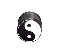 BlackAmazement 316L Edelstahl Fake Plug Piercing Ohrstecker Yin Yang Schwarz Weiß 10mm Damen Herren