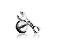 BlackAmazement 316L Edelstahl Fake Plug Schraubenschlüssel Werkzeug Wrench Tool gold silber Piercing Ohr Ohrstecker Herren Damen (Silber)