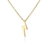 BlackAmazement 316L Edelstahl Halskette Anhänger Blitz Donner Lichtblitz Lightning gold silber Damen Herren (Gold)
