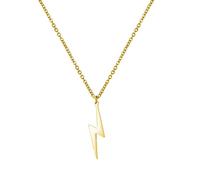 BlackAmazement 316L Edelstahl Halskette Anhänger Blitz Donner Lichtblitz Lightning Thunderstruck schwarz gold silber Biker Damen Herren (Gold)