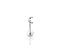 BlackAmazement 316L Edelstahl Labret Ohrstecker Tragus Helix Monroe Piercing 3D Halbmond Sichel Mond Crescent Dots Punkte Gold Schwarz Silber 6mm 8mm Damen Herren (Farbe Silber - Stablänge 6mm)