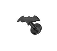 BlackAmazement 316L Edelstahl Labret Ohrstecker Tragus Helix Monroe Piercing Fledermaus Bat Silber Schwarz 6mm 8mm Damen Herren (Farbe Schwarz - Stablänge 8mm)