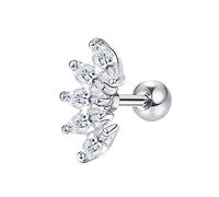 BlackAmazement 316L Edelstahl Piercing Helix Ohrstecker Lotus Blume Flower Zirkonia CZ Silber Damen