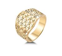 BlackAmazement 316L Edelstahl Ring Blume des Lebens Ornament Silber Rose Gold Damen (Gold, 57 (18.1))