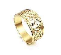 BlackAmazement 316L Edelstahl Ring Triskele Triskel Symbol Ornament Silber Rose Gold Kelten Wikinger Damen Herren (Gold, 57 (18,1))