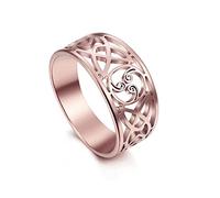 BlackAmazement 316L Edelstahl Ring Triskele Triskel Symbol Ornament Silber Rose Gold Kelten Wikinger Damen Herren (Rosegold, 57 (18,1))