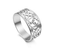 BlackAmazement 316L Edelstahl Ring Triskele Triskel Symbol Ornament Silber Rose Gold Kelten Wikinger Damen Herren (Silber, 65 (20,7))