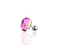 BlackAmazement 316L Edelstahl Tragus Helix Ohrstecker Piercing Kristall Schädel Totenkopf Skull Zirkonia CZ schwarz klar mehrfarbig silber Damen Herren (Mehrfarbig)