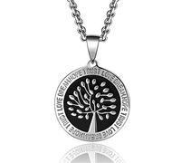 BlackAmazement Anhänger Halskette 316L Edelstahl Baum Lebensbaum Love Trust Dream Hope silber Damen Herren