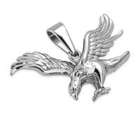 BlackAmazement Anhänger Kette 316L Edelstahl Adler Eagle Halskette silber Biker Herren (Anhänger mit Kette)