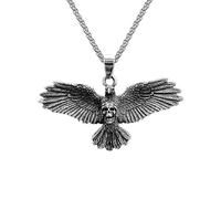BlackAmazement Anhänger Kette 316L Edelstahl Totenkopf Skull Adler Eagle Halskette silber Biker Herren (Anhänger mit Kette)