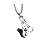 BlackAmazement Anhänger mit Kette Rohrzange Schraubenschlüssel Tool Werkzeug Silber Herren