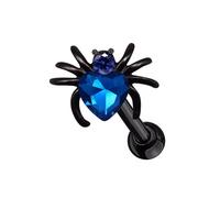 BlackAmazement Tragus Helix Piercing Ohrstecker mini Spinne Spider 6mm Zirkonia CZ bunt klar rot grün blau rosa schwarz Damen (Blau)