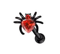 BlackAmazement Tragus Helix Piercing Ohrstecker mini Spinne Spider 6mm Zirkonia CZ bunt klar rot grün blau rosa schwarz Damen (Rot)
