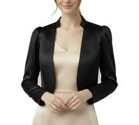 BlackButterfly formal Satin Langen Ärmel Bolero Jacke (Schwarz, 5XL)