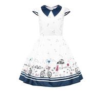 BlackButterfly Kinder 'Olivia' Vintage Sunshine Mädchen Kleid im 50er-Jahre-Stil (Weiß, 7-8 Jahre)
