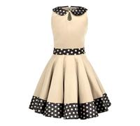BlackButterfly Kinder 'Zoey' Vintage Polka-Dots Kleid im 50er-Jahre-Stil (Champagner, 3-4 Jahre)