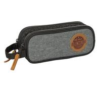 BLACKFIT8 OLD SCHOOL Doppelmäppchen, recycelbarer Stoff, Federmäppchen für Kinder, ideal für Kinder im Schulalter, bequem und vielseitig, Qualität und Widerstandsfähigkeit, 21 x 6 x 8 cm, Schwarz /