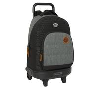 BLACKFIT8 OLD SCHOOL Großer Rucksack mit Rädern, kompakt, abnehmbar, ideal für Kinder verschiedener Altersgruppen, bequem und vielseitig, Qualität und Widerstandsfähigkeit, 33 x 22 x 45 cm, Schwarz /