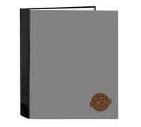 BLACKFIT8 OLD SCHOOL Ringbuch mit 4 Ringen, ideal für Kinder verschiedener Altersgruppen, bequem und vielseitig, Qualität und Widerstandsfähigkeit, 27 x 6 x 33 cm, Schwarz/Grau, M, Casual