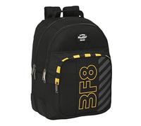 Blackfit8 Zone Doppel-Rucksack, anpassbar, recycelbarer Stoff, ideal für Kinder verschiedener Altersgruppen, bequem und vielseitig, Qualität und Widerstandsfähigkeit, 32 x 15 x 42 cm, Schwarz