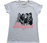 BlackPink T Shirt Photo Band Logo Nue offiziell Damen Skinny Fit Heather Grau, L