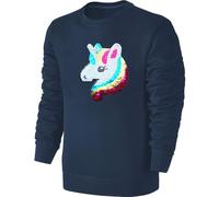 Blackshirt Company Kinder Einhorn Wendepailletten Sweatshirt - Streichel Pullover Pulli Hoodie - Blau Größe 128