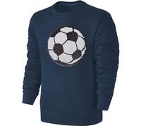 Blackshirt Company Kinder Fußball Wendepailletten Sweatshirt - EM WM Fussball Streichel Pullover Pulli Hoodie - Navy Blue Blau Dunkelblau Größe 140