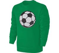 Blackshirt Company Kinder Fußball Wendepailletten Sweatshirt - EM WM Fussball Streichel Pullover Pulli Hoodie - Grün Größe 128