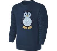 Blackshirt Company Kinder Pinguin Wendepailletten Sweatshirt - Streichel Pullover Pulli Hoodie - Blau Größe 116