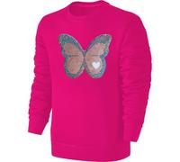 Blackshirt Company Kinder Schmetterling Wendepailletten Sweatshirt - Mädchen Falter Tagfalter Streichel Pullover Pulli Hoodie - Pink Größe 128