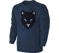 Blackshirt Company Kinder Schwarzer Panther Wendepailletten Sweatshirt - Raubkatze Pullover Pulli Hoodie - Blau Größe 104