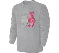 Blackshirt Company Kinder Wendepailletten Katzen Sweatshirt - Katze Streichel Pullover Pulli Hoodie Mädchen - Grau Größe 152
