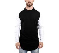 Blackskies Baseball Longsleeve T-Shirt | Langes Oversize Fashion Basic Langarm Raglan Herren Longshirt Long Tee Melliert - Schwarz-Weiß Medium M