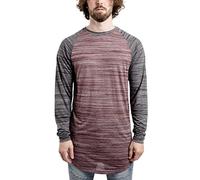Blackskies Baseball Longsleeve T-Shirt | Langes Oversize Fashion Basic Langarm Raglan Herren Longshirt Long Tee Melliert - Dunkelrot-Grau X-Large XL