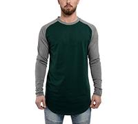 Blackskies Baseball Longsleeve T-Shirt | Langes Oversize Fashion Basic Langarm Raglan Herren Longshirt Long Tee Melliert - Grün-Grau X-Large XL
