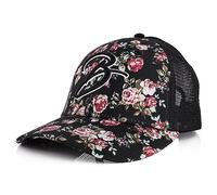 Blackskies® Black Beauty Trucker Cap | Herren Damen Schirm Premium Snapback Trucker Mütze Floral Blumen Rose Basecap Kappe Schwarz
