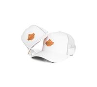 Blackskies® Essentials Trucker Cap - 2er-Set Eltern Kinder - Partnerlook Baseball Cap Mutter-Vater-Kind Geschenk Mini-Me Basecap Papa-Sohn & Mama-Tochter Weiß-Braun - 45-49 cm