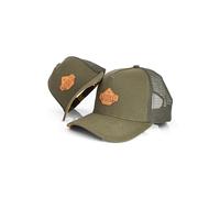 Blackskies® Essentials Trucker Cap - 2er-Set Eltern Kinder - Partnerlook Baseball Cap Mutter-Vater-Kind Geschenk Mini-Me Basecap Papa-Sohn & Mama-Tochter Grün-Braun - 49-54 cm