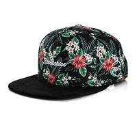 Blackskies® Oahu Vol. II Snapback Cap Unisex Baseball Mütze Kappe Blumen Floral Suede Schwarz Weiß | Herren Damen Cap - Basecap Männer Frauen Unisex Streetwear Outdoor Sommer Freizeit