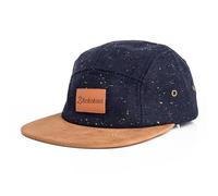 Blackskies Obsidian 5-Panel Cap | Herren Damen Skater Snapback Wildleder Unisex Baseball Mütze Wolle Schirm - Navyblau-Braun