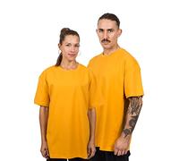 Blackskies Oversized Basic Kurzarm T-Shirt | Streetwear Luxus Langarm Tee Herren Damen Longshirt Essential Style - Mustard - XX-Large