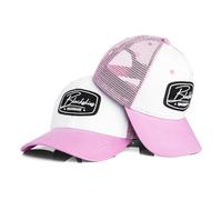 Blackskies® Race Baseball Cap - 2er-Set Eltern Kinder - Partnerlook Trucker Cap Mutter-Vater-Kind Geschenk Mini-Me Basecap Papa-Sohn & Mama-Tochter - Weiß-Pink 49-54 cm