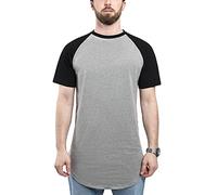 Blackskies Round Basic Baseball Longshirt | Langes Oversize Fashion Kurzarm Herren T-Shirt Raglan Ã„rmel Long Tee - Grau-Schwarz Medium M